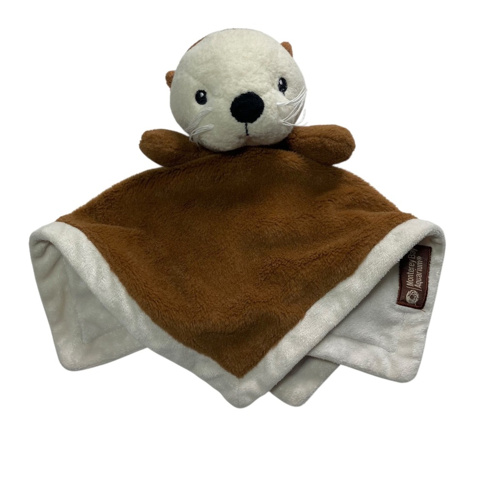 Monterey Bay Aquarium Sea Otter Lovey 12" Security Blanket Plush Brown White